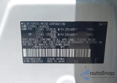 2017 Toyota Rav4 Xle from USA, damaged, VIN JTMRFREV1HD217897